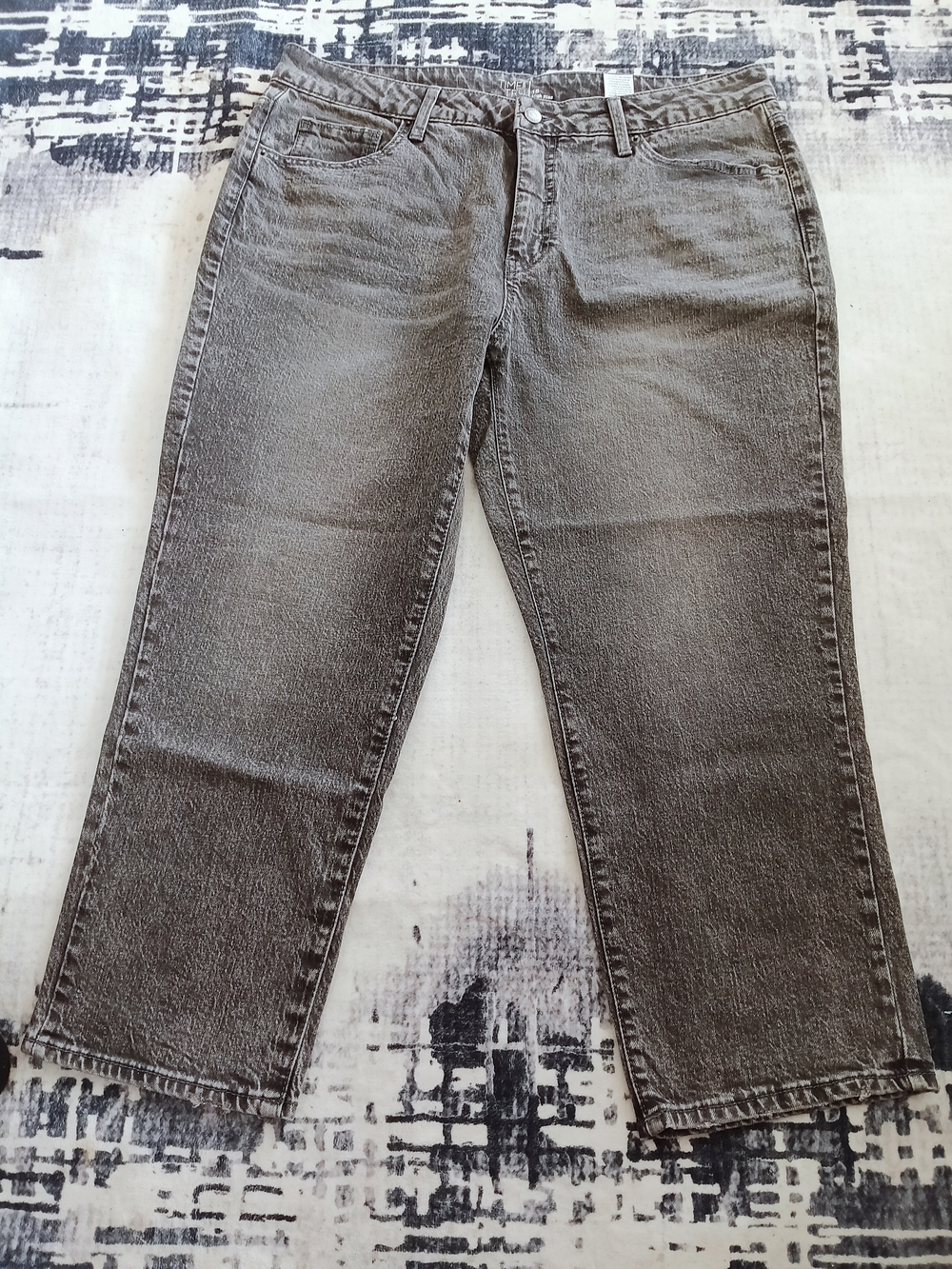 Time and Tru Straight Leg Jeans Women 18 Gray High Rise Faded Denim